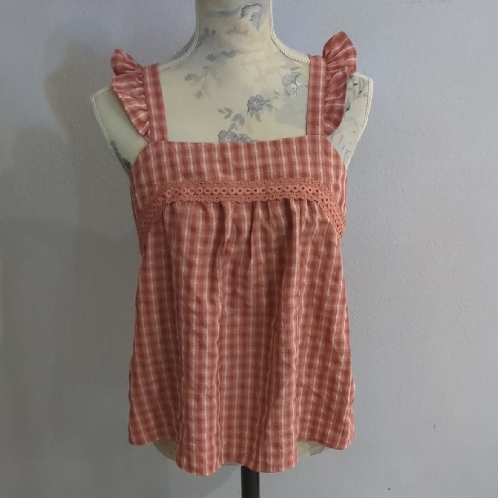 Mine Pink and White Square Neck Tank Top